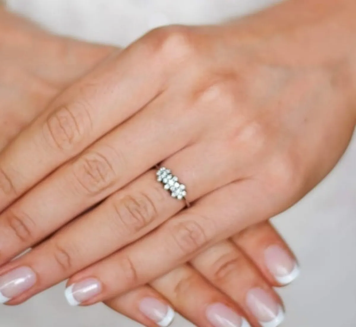 18 K white gold engagement and wedding band set - Image 3