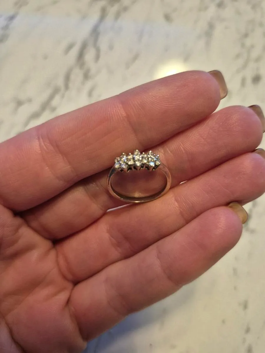 18 K white gold engagement and wedding band set - Image 4