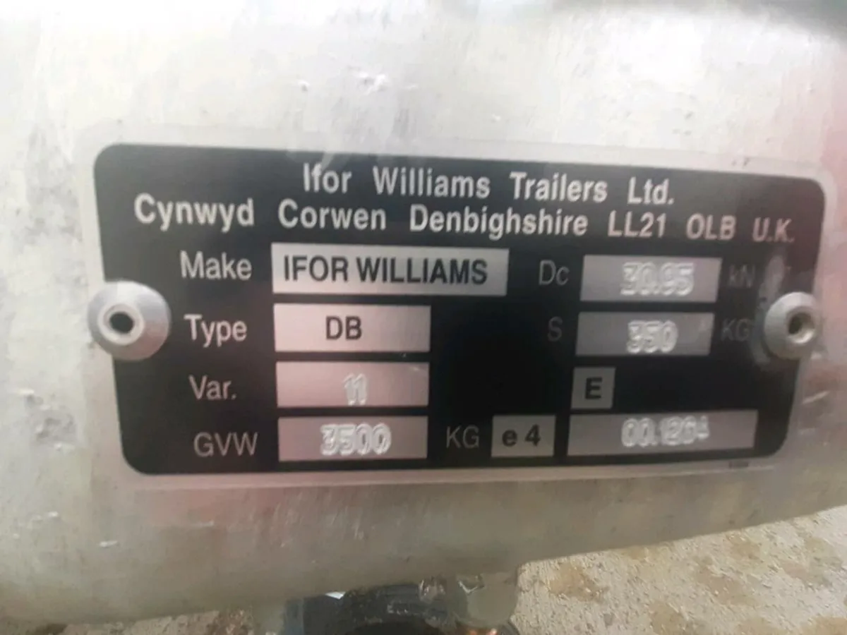 IFOR WILLIAMS TRAILER 3500KG GROSS WEIGHT NO VAT - Image 4