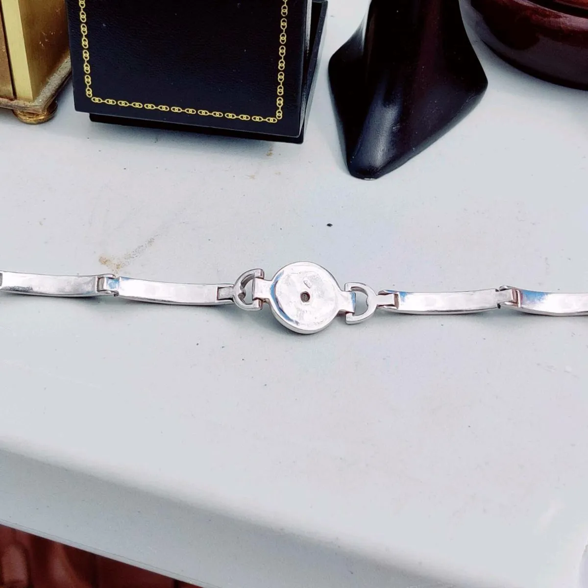 ROUND CHUNKY ONYX 925 Silver New 8"Unisex Bracelet - Image 4