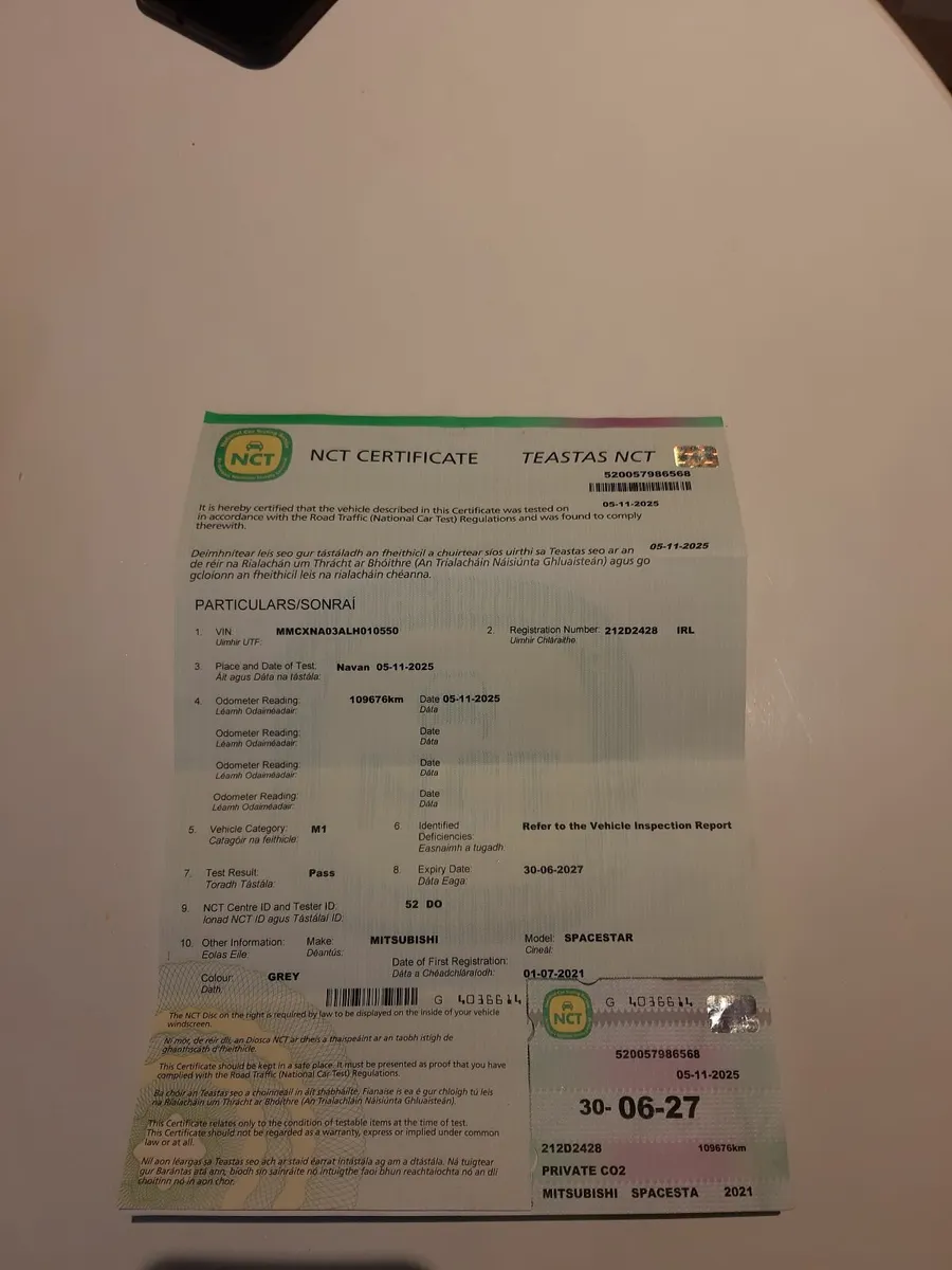 Mitsubishi Space Star 2021 New Nct 06/27. - Image 1