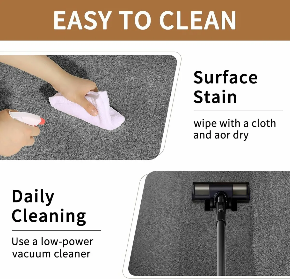 Carpet Fluffy Rugs Living Room Large 140x200 Grey - Image 3