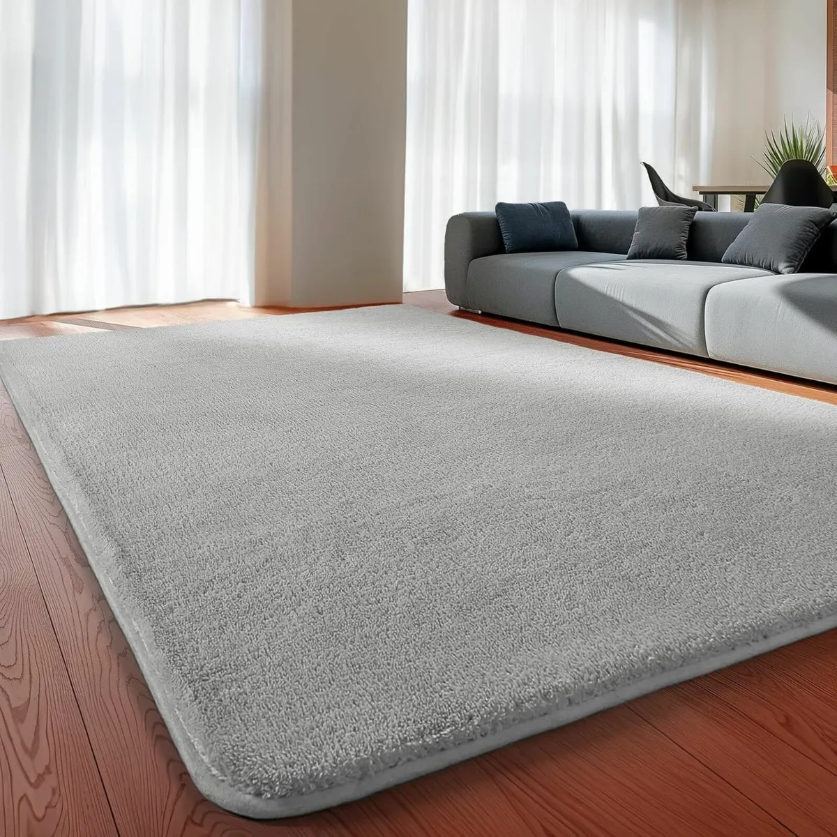 Carpet Living Room Large 140x200, Grey Rug Fluffy - Image 4