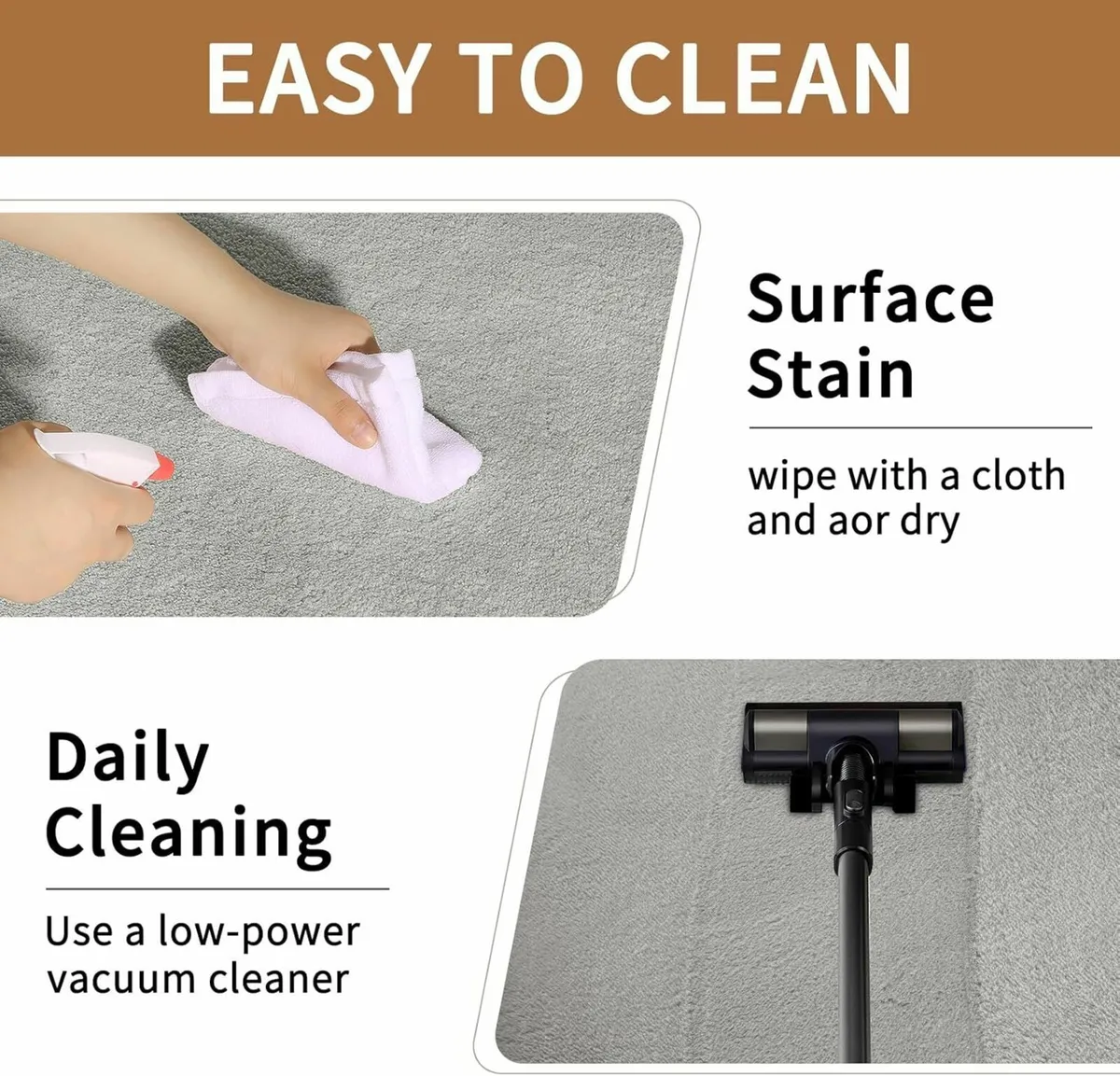 Carpet Living Room Large 200x290 Grey Fluffy Rug - Image 2