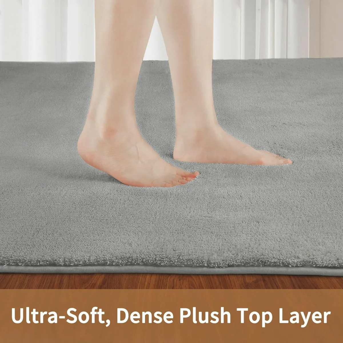 Carpet Living Room Large 200x290 Grey Fluffy Rug - Image 3