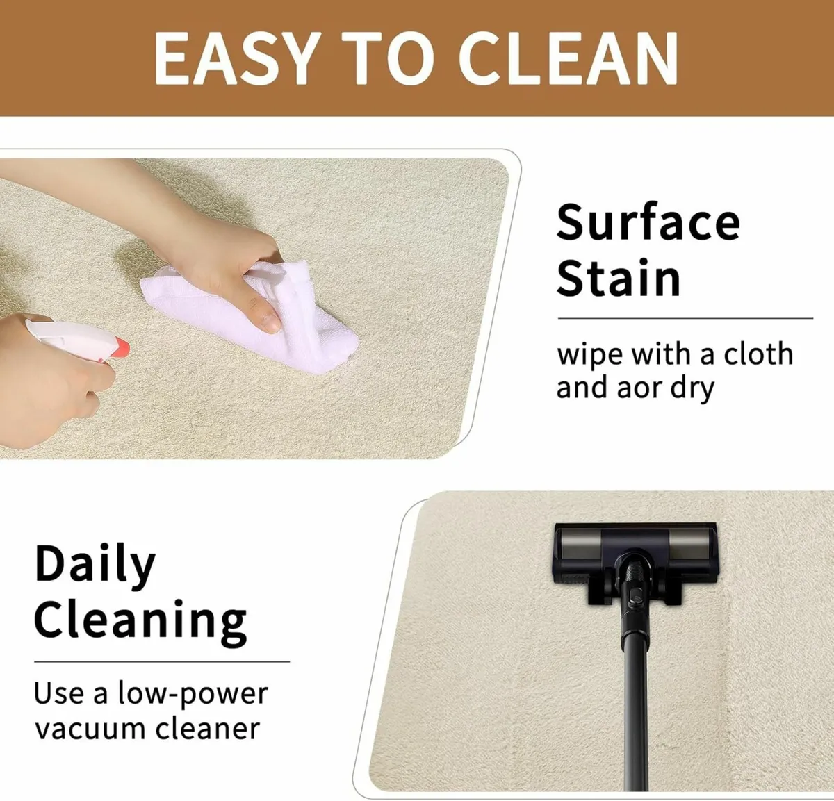 Carpet Living Room Large 140x200, Grey Rug Fluffy - Image 2