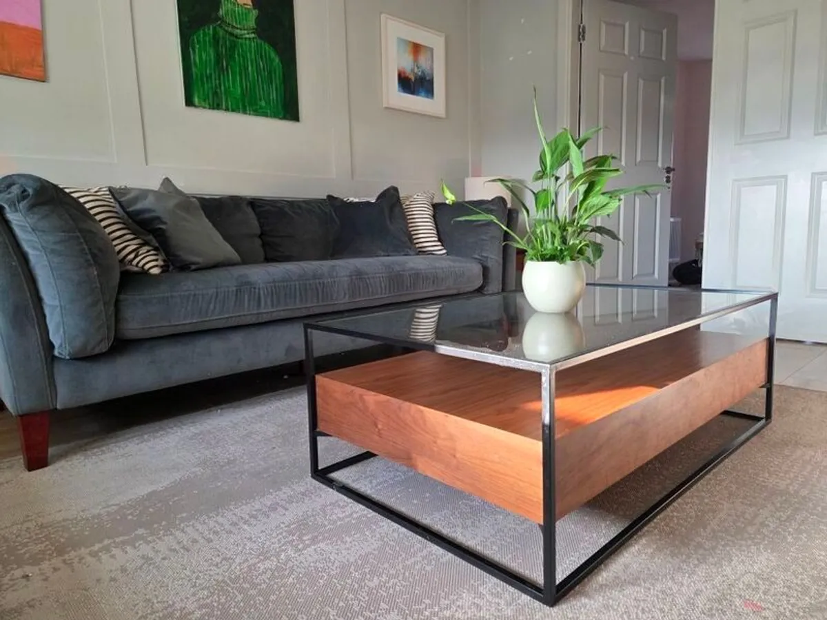 Coffee Table walnut and glass - Image 1