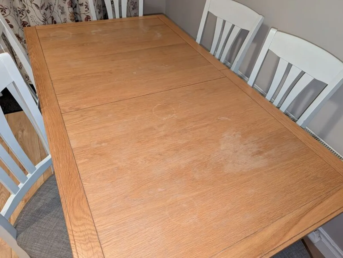 Solid Oak Extending Dining Table + 6 Chairs - Image 3