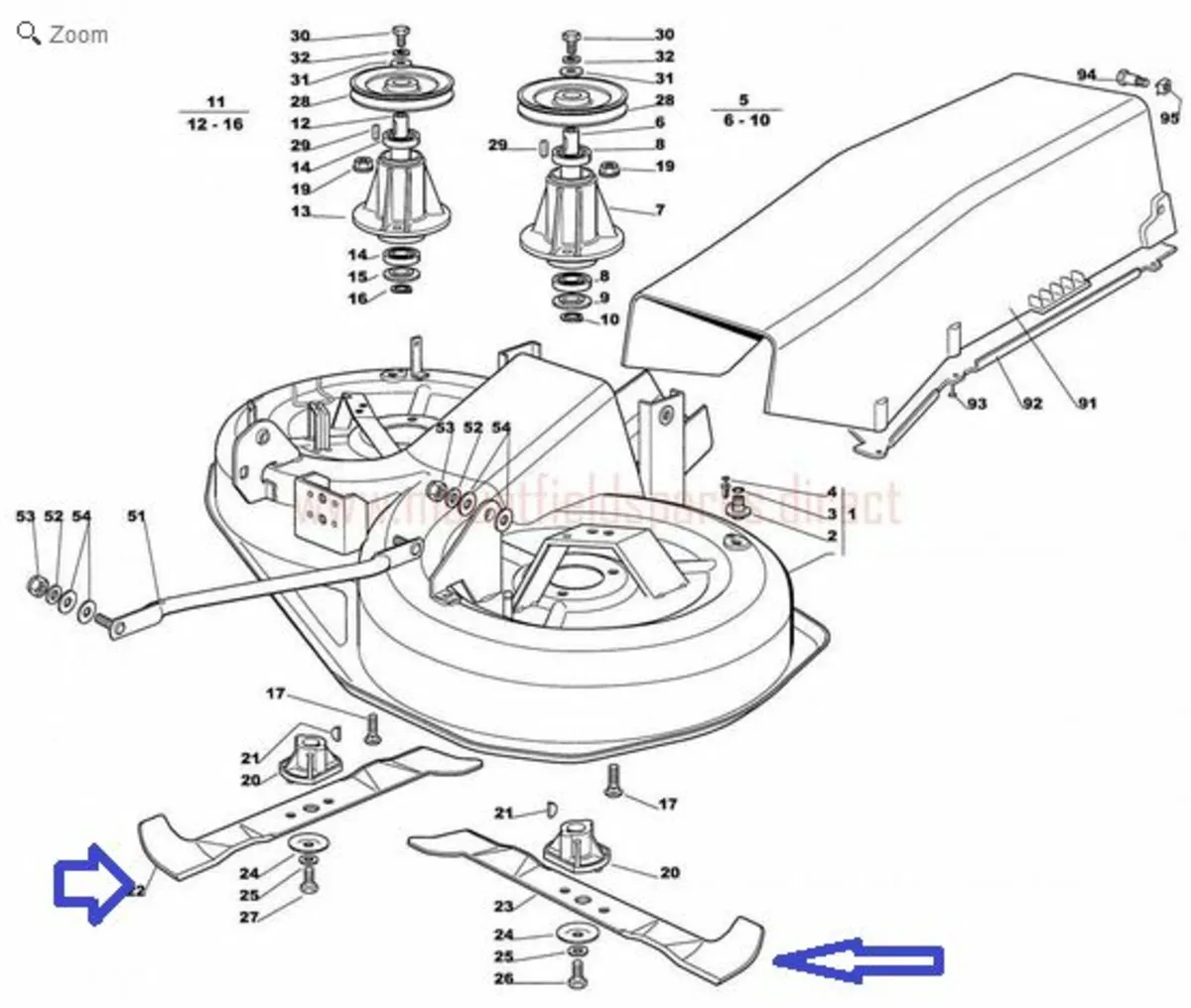 NEW OEM Mulching Blades Set for Castelgarden J92 - Image 1