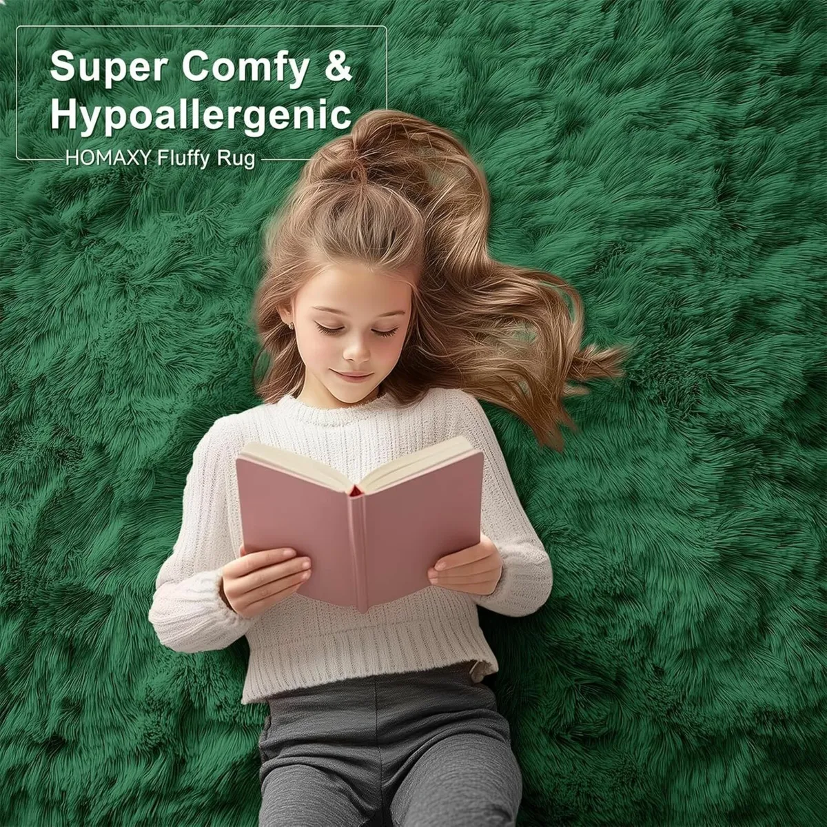 Fluffy Shaggy Rugs Soft Thick Green, Round 120 cm - Image 4