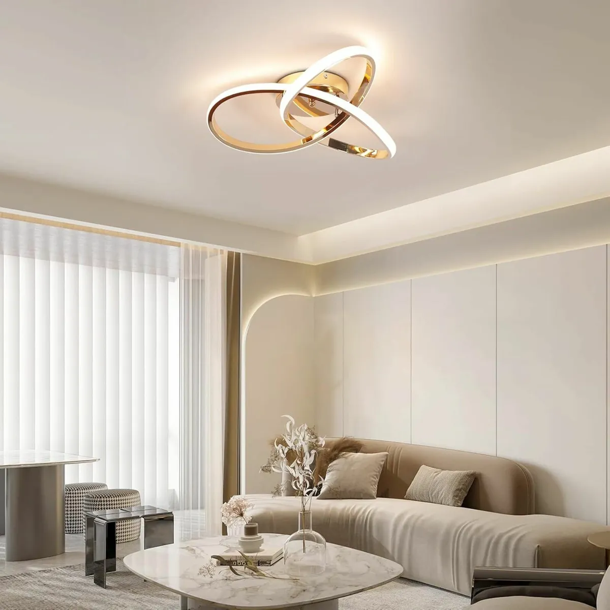 Led Ceiling Light Dimmable, Modern Lamp Rose Gold - Image 4