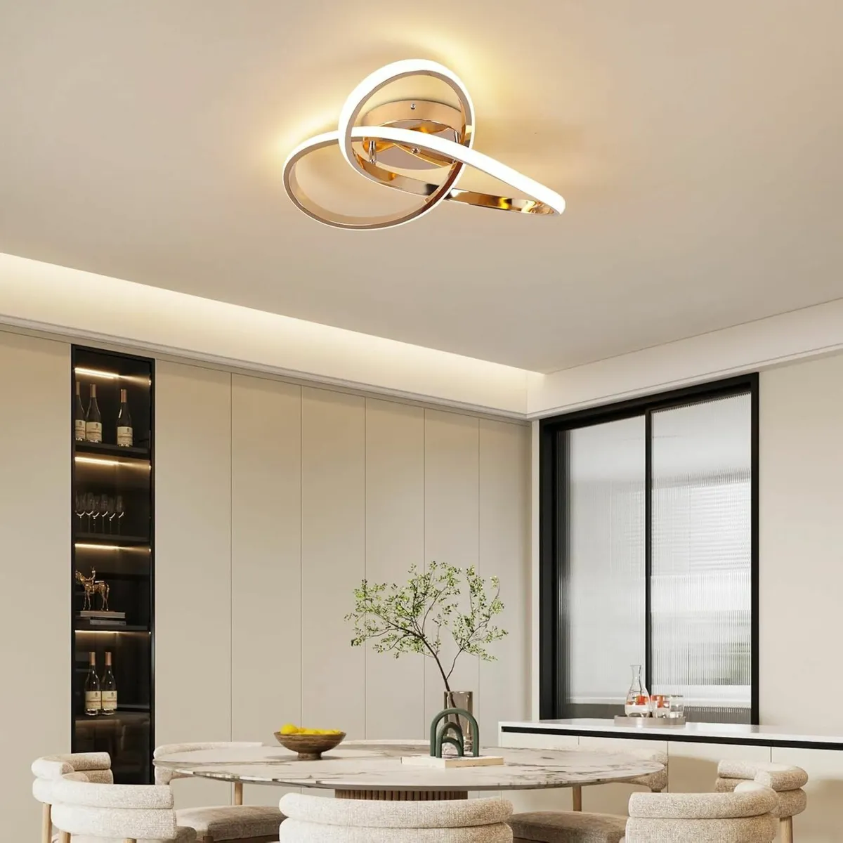 Led Ceiling Light Dimmable, Modern Lamp Rose Gold - Image 1