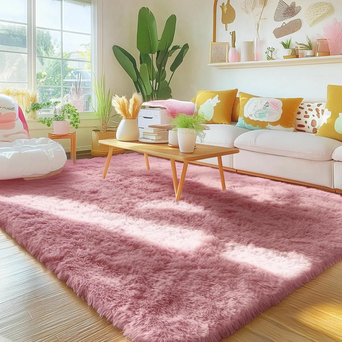 Fluffy Rugs Living Room Soft Pink 200x280cm - Image 3