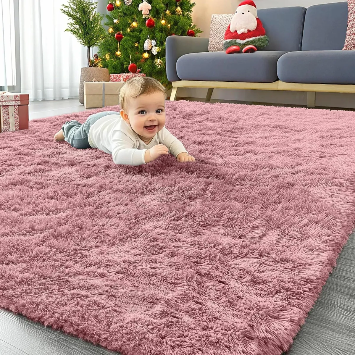 Fluffy Rugs Living Room Soft Pink 200x280cm - Image 1