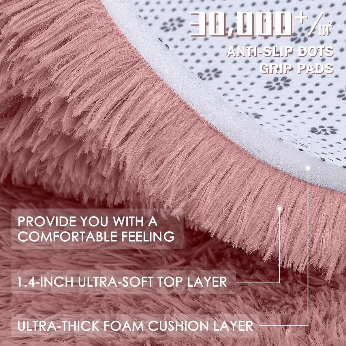 Fluffy Rugs Living Room Pink, 240 x 340 cm - Image 3