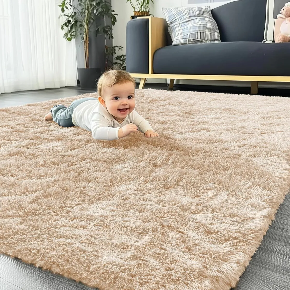 Fluffy Shaggy Rugs Soft Thick Beige 160x220 cm - Image 1