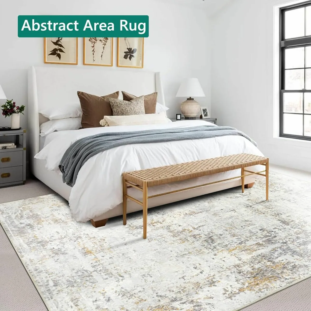 160x230cm Large Rugs Living Room Decor Beige - Image 1