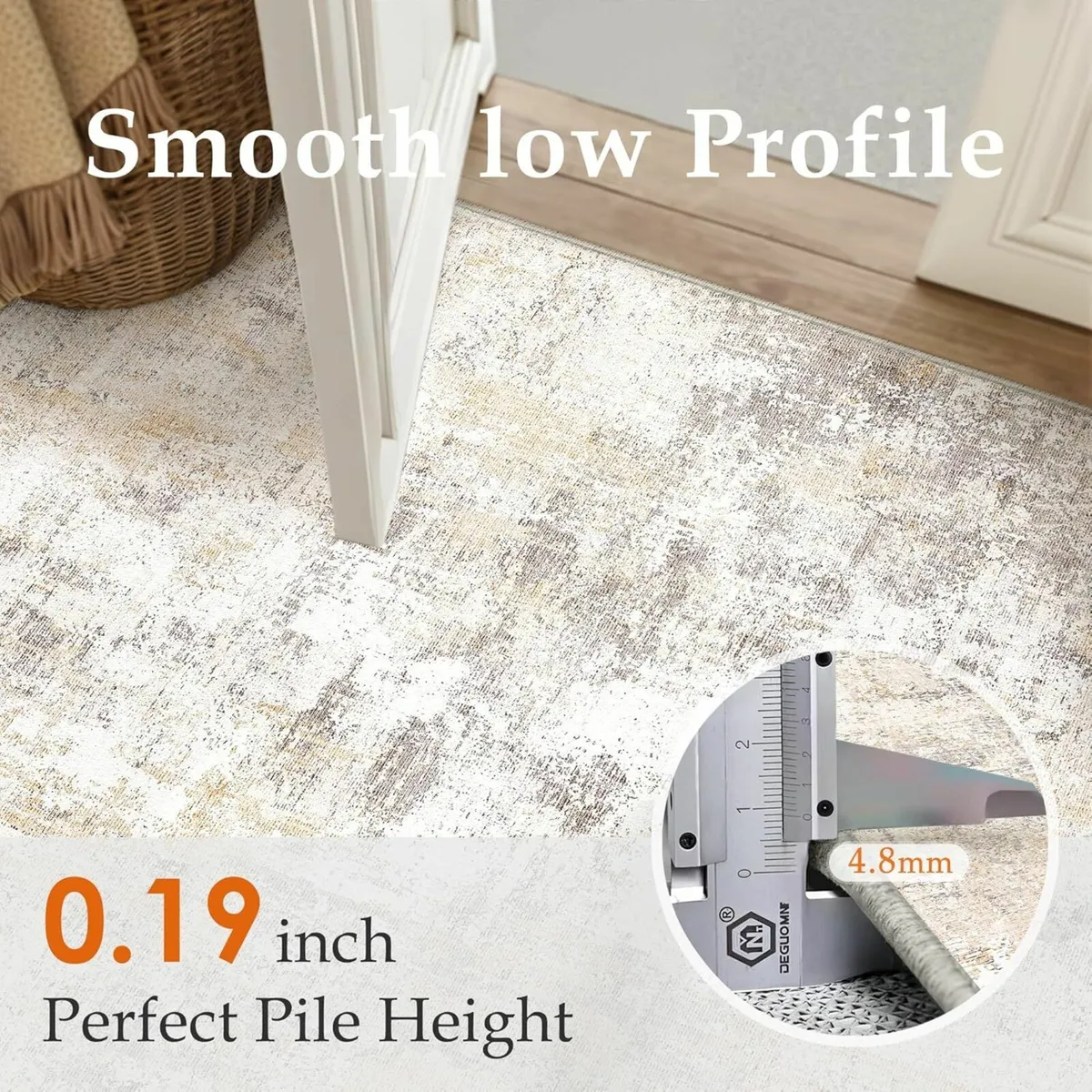 Washable Rugs Living Room Rug 240x300cm Beige - Image 2