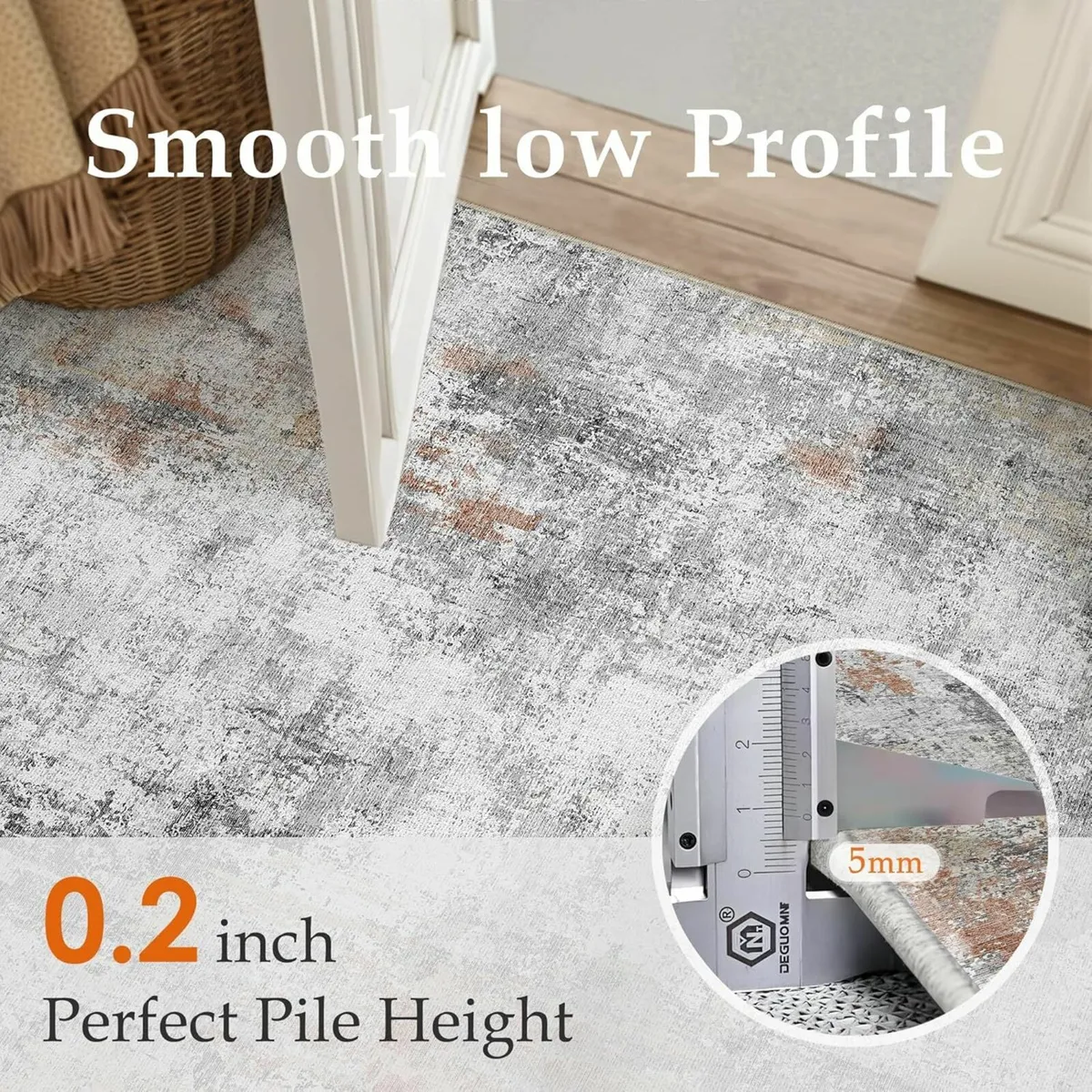 Natural Rugs Living Room Rug 150x210cm Grey Red - Image 3