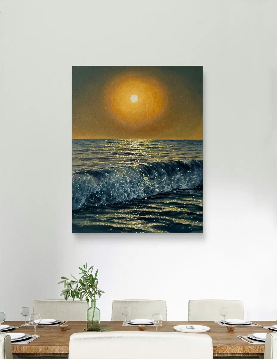 ORIGINAL OIL PAINTING on Canvas, Seascape Wall Art - Image 3