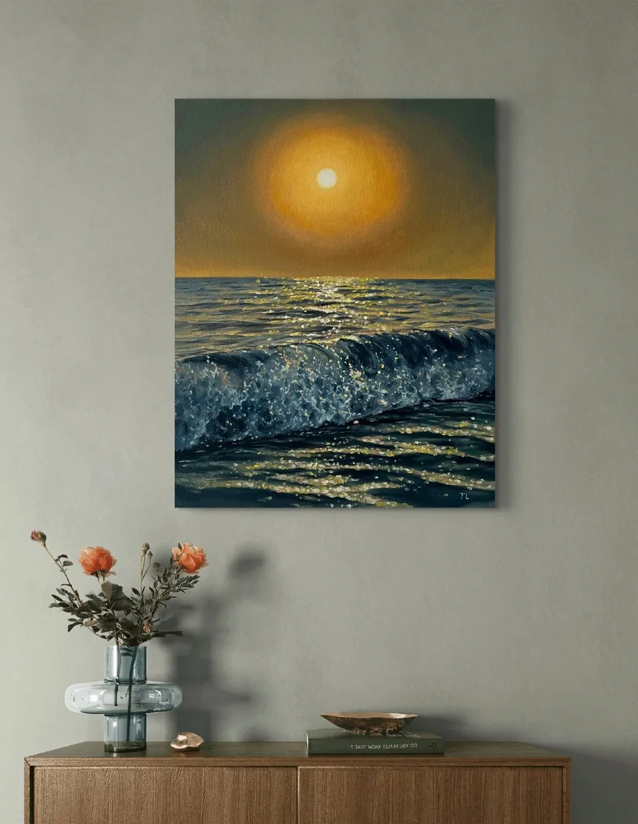 ORIGINAL OIL PAINTING on Canvas, Seascape Wall Art - Image 4