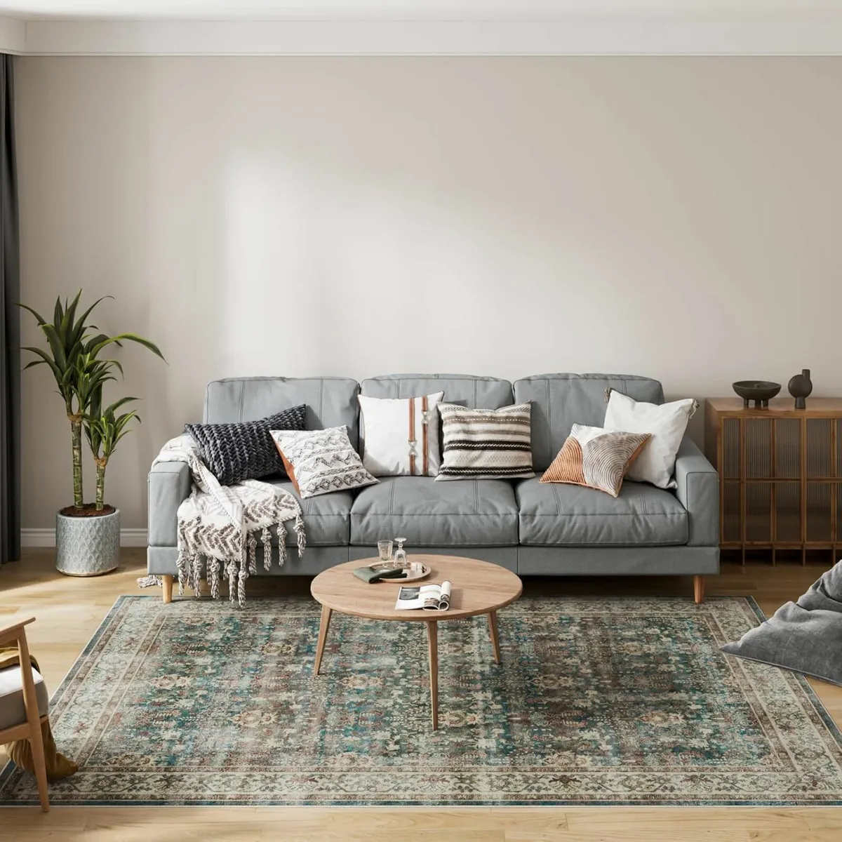 Living Room Rug Large 160x230cm, Green Vintage - Image 1