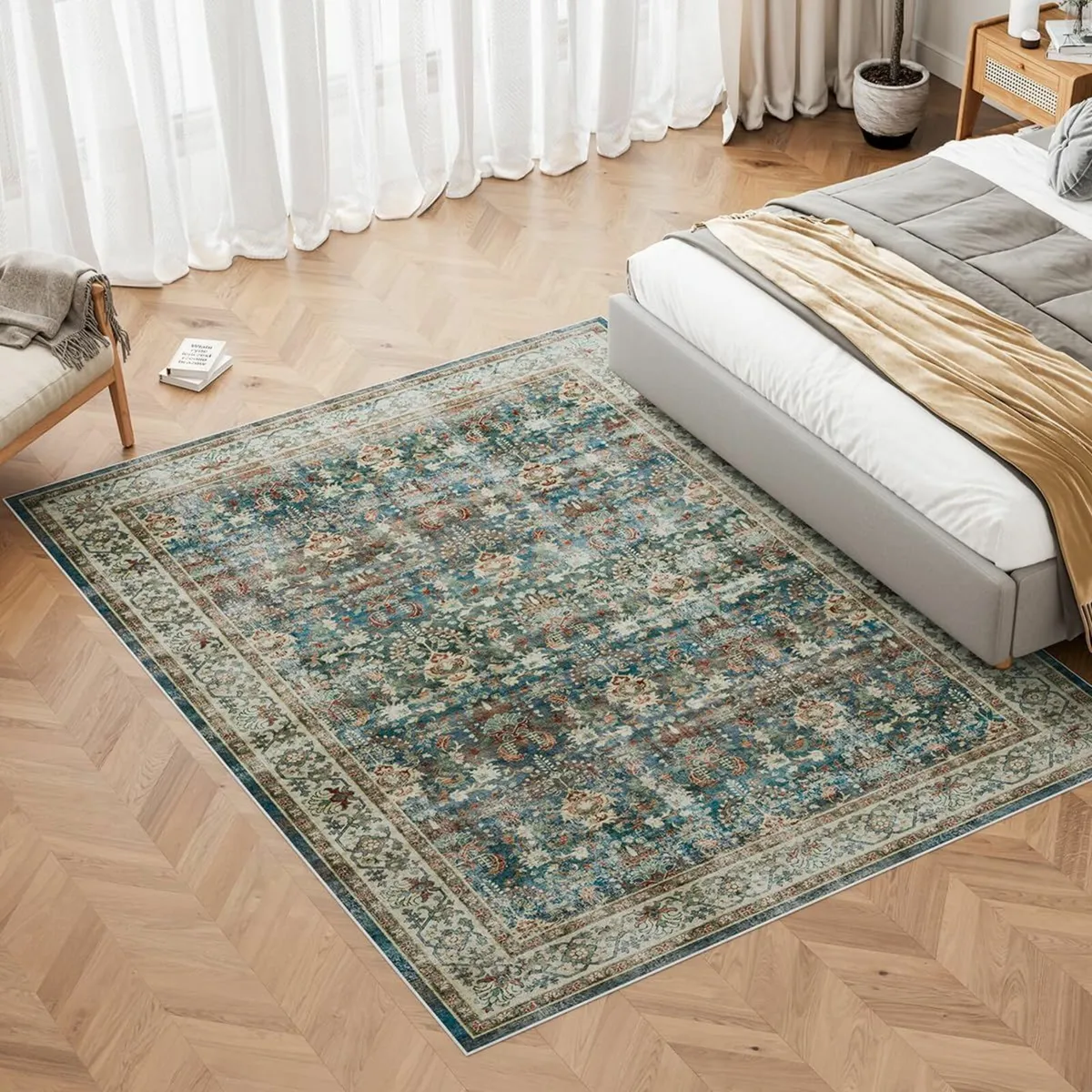 Living Room Rug Large 160x230cm, Green Vintage - Image 2