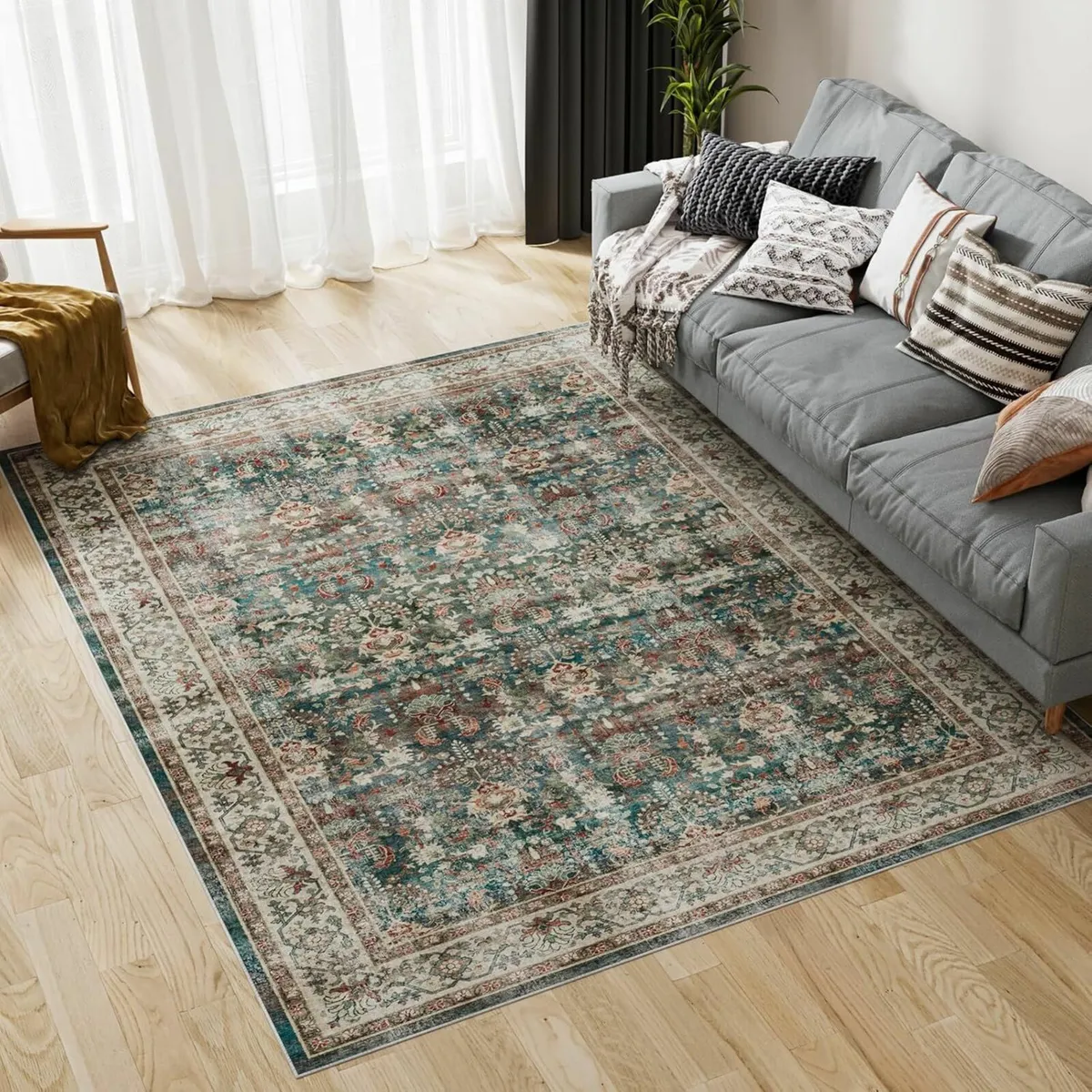 Living Room Large 160x230cm, Green Vintage Rug - Image 1