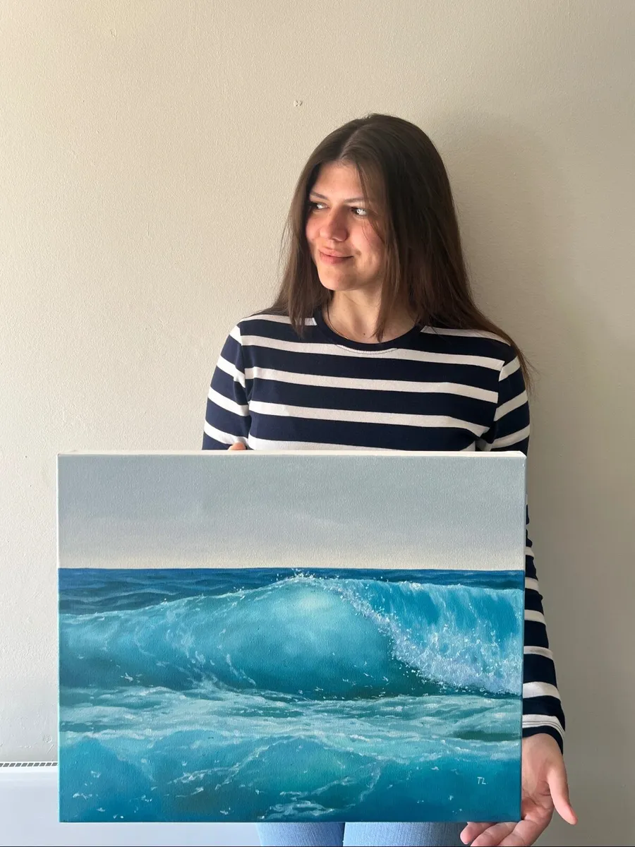 ORIGINAL OIL PAINTING, SEA OCEAN WAVE Wall art - Image 2