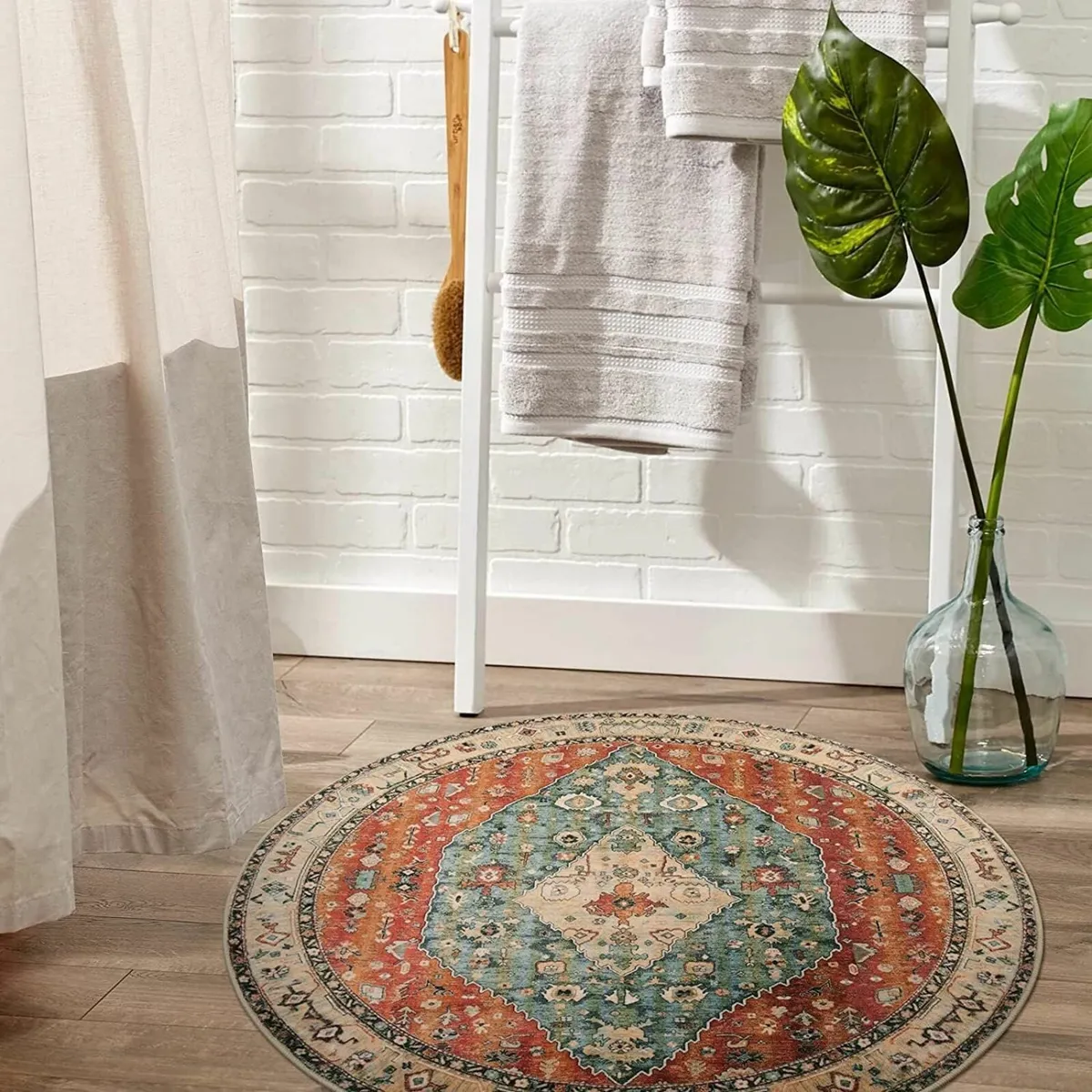 Round Rug, 90cm Soft Vintage Boho Rug Bedroom, - Image 2