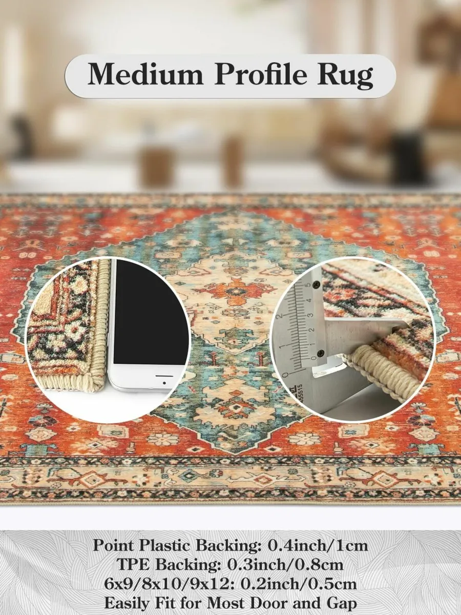 Round Rug, 90cm Soft Vintage Boho Rug Bedroom, - Image 3