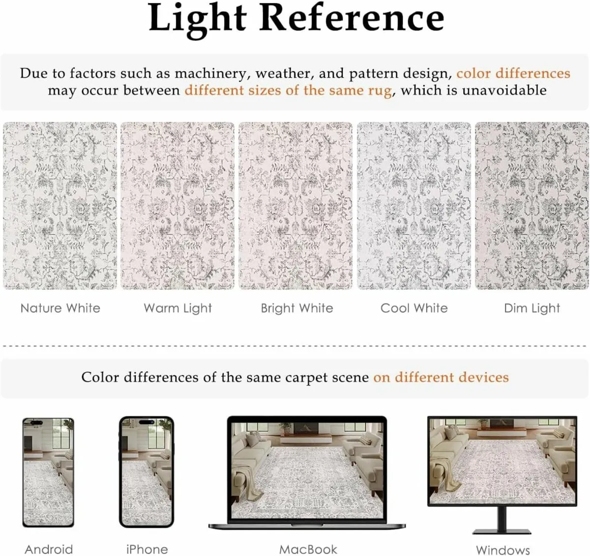 Vintage Grey Rugs Living Room Washable 240x300cm - Image 3