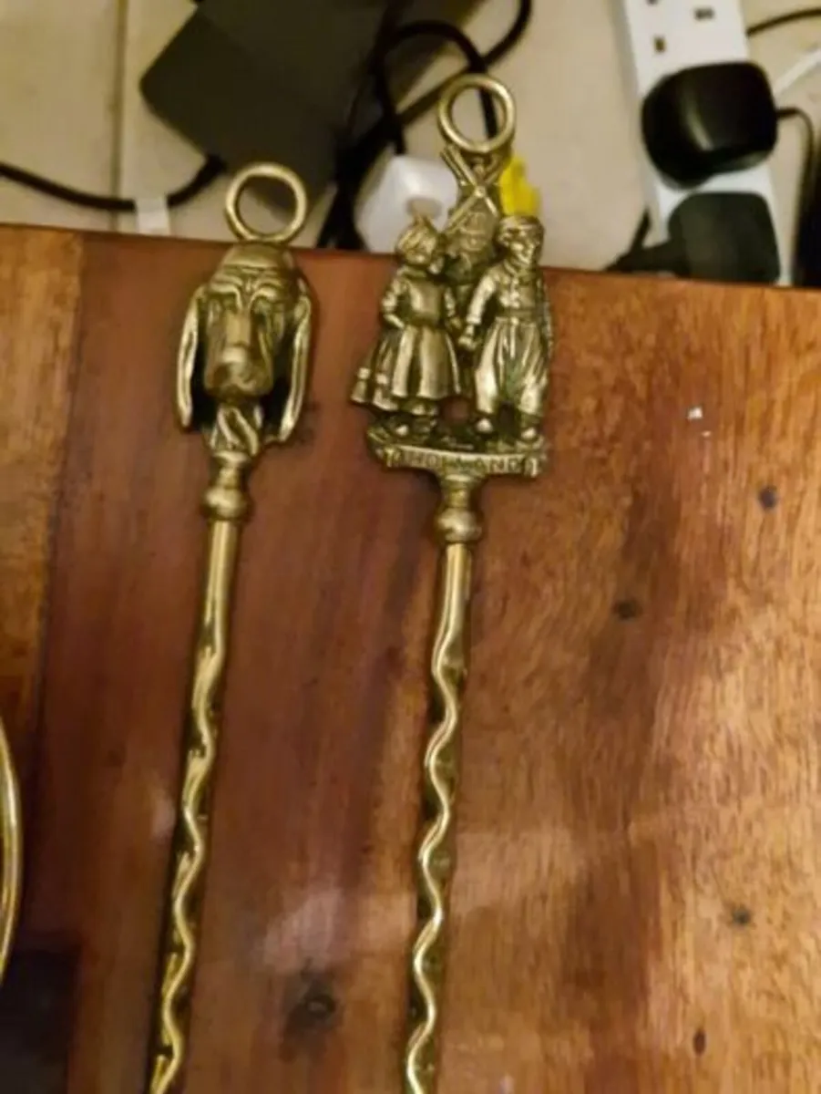 Brass PAN and FORKS SET from Holland - Image 3