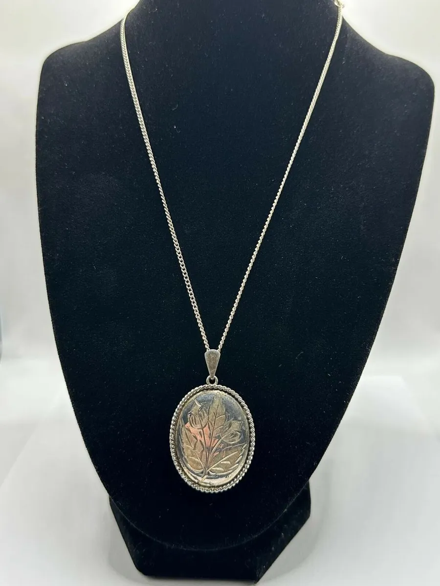 Victorian Antique Sterling Silver Locket Pendant - Image 2