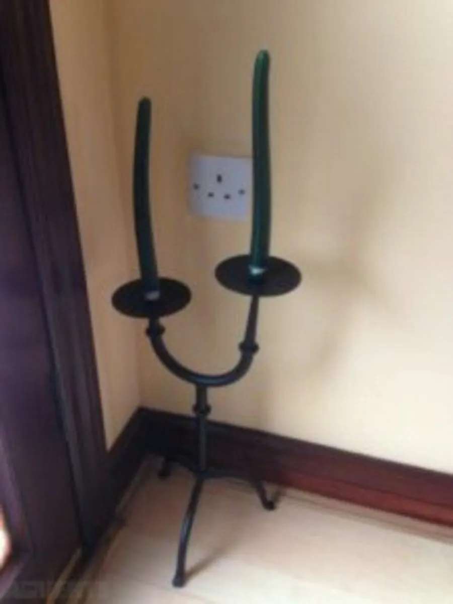 Beautiful Cast Iron Candle Holder with Candles - Image 1