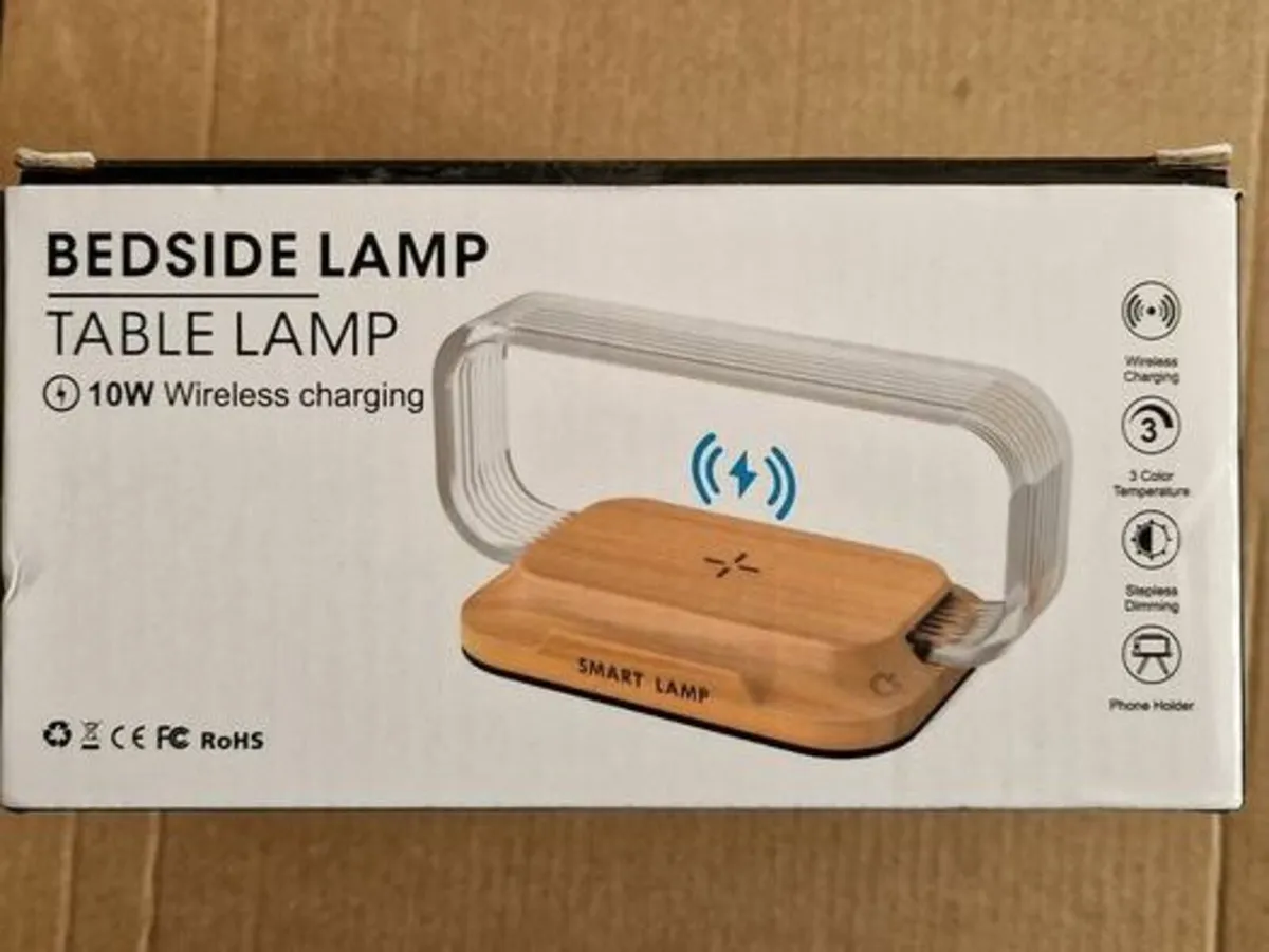 Bedside Lamp with wireless Charging Station - Image 1