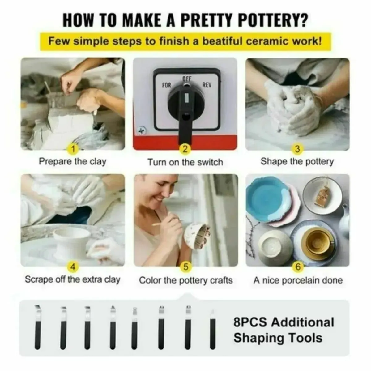 Electric Pottery Wheel 280W DIY Clay 25cm - Image 2