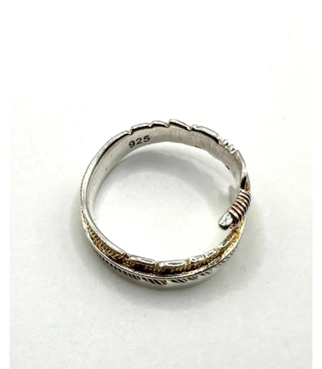 A Sterling Silver  Double Feather Wrap Ring - Image 2