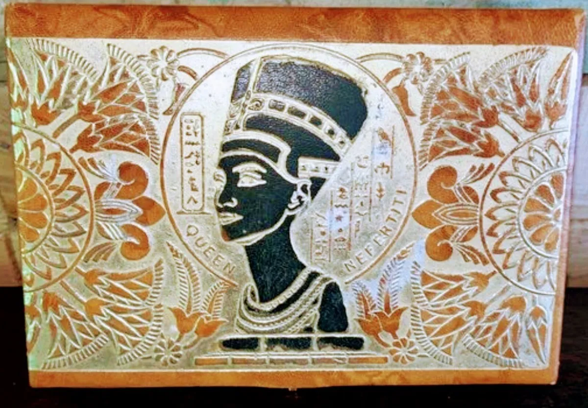 Vintage Egyptian Camel Leather Jewellery Box - Image 1