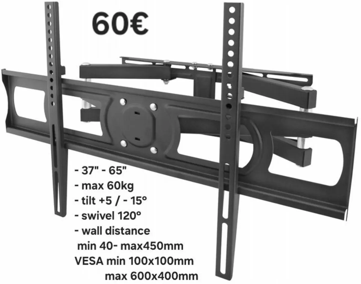 Tv Mount Bracket Tilt Swivel Full Motion 37-65" - Image 1