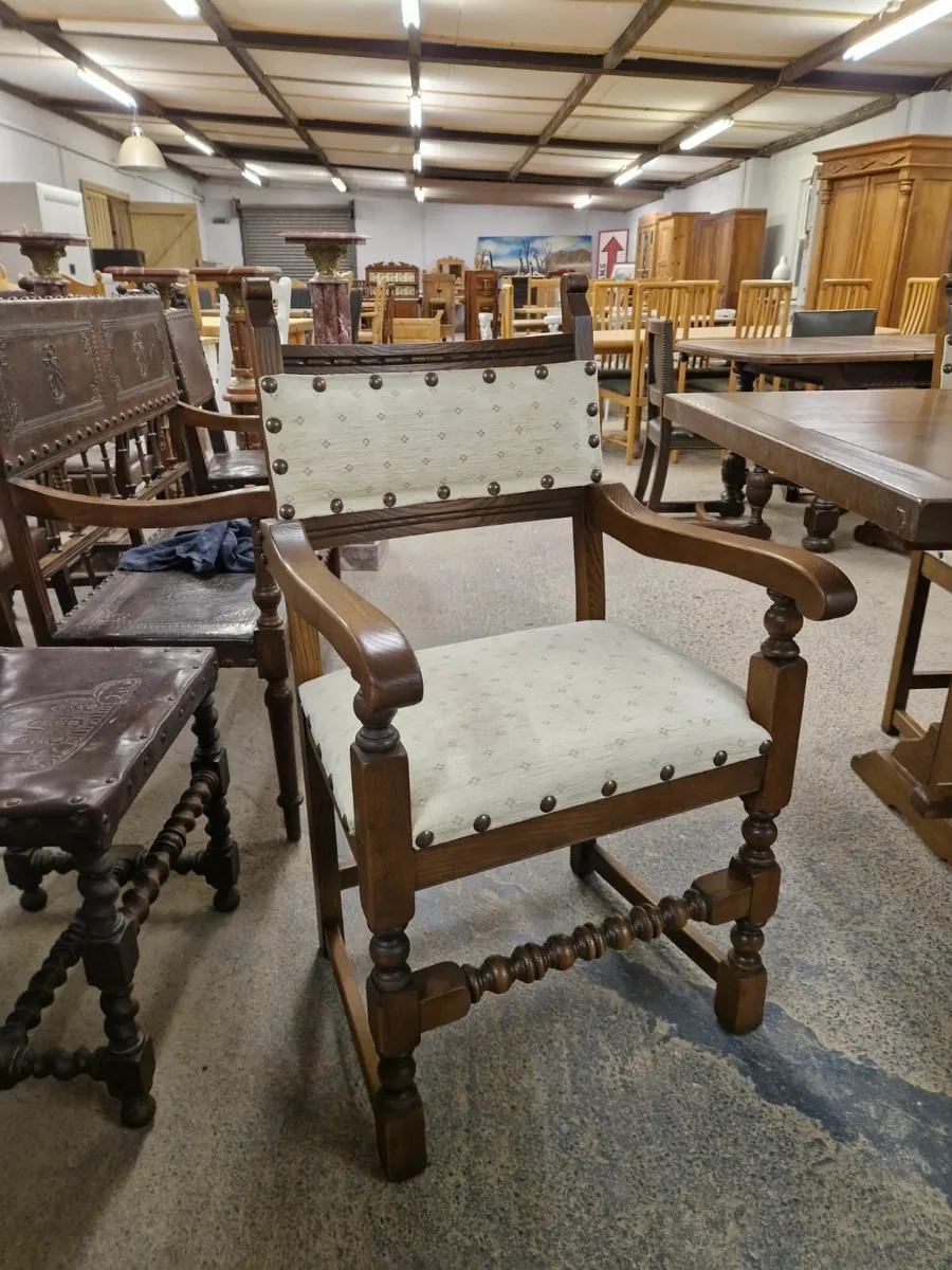 Vintage old charm extendable oak table, 6 chairs - Image 4