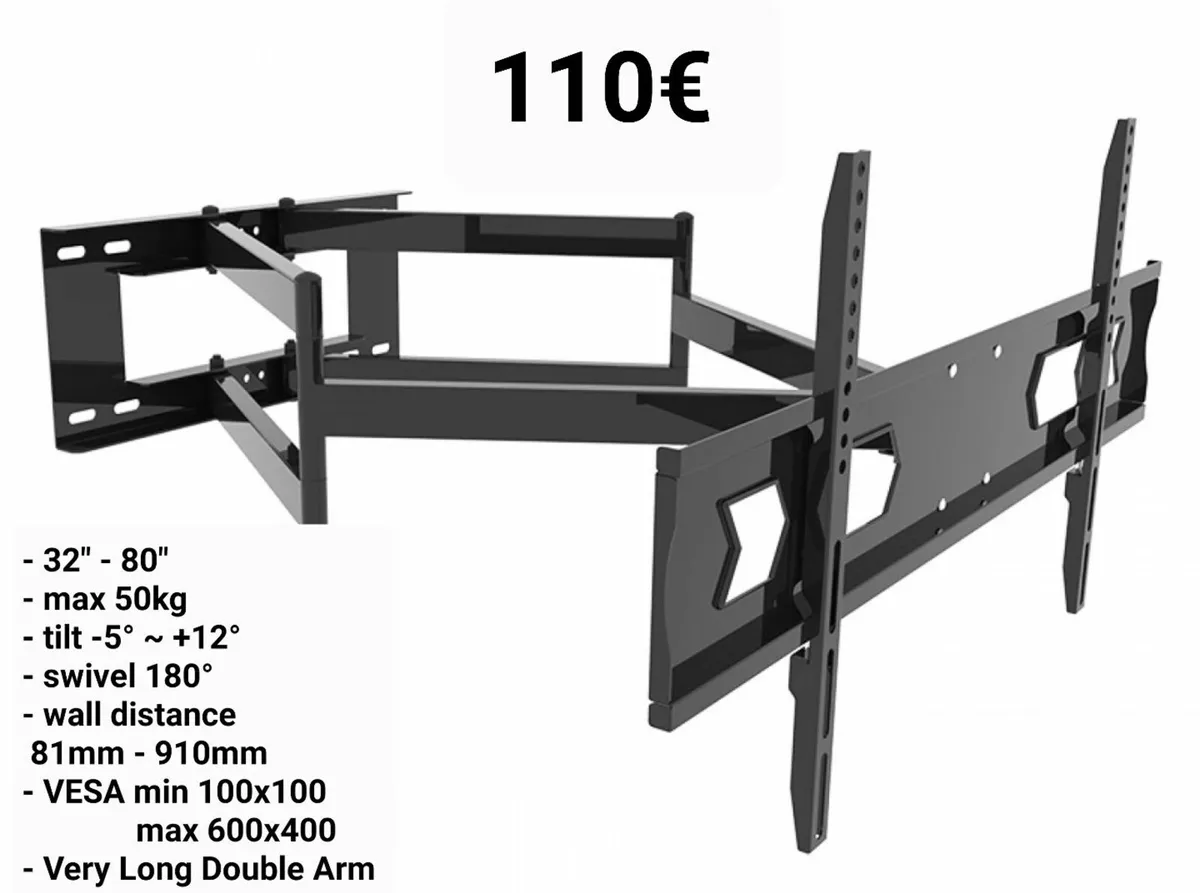 TV Wall Bracket Tilt Swivel Long Arm 32-80" - Image 1