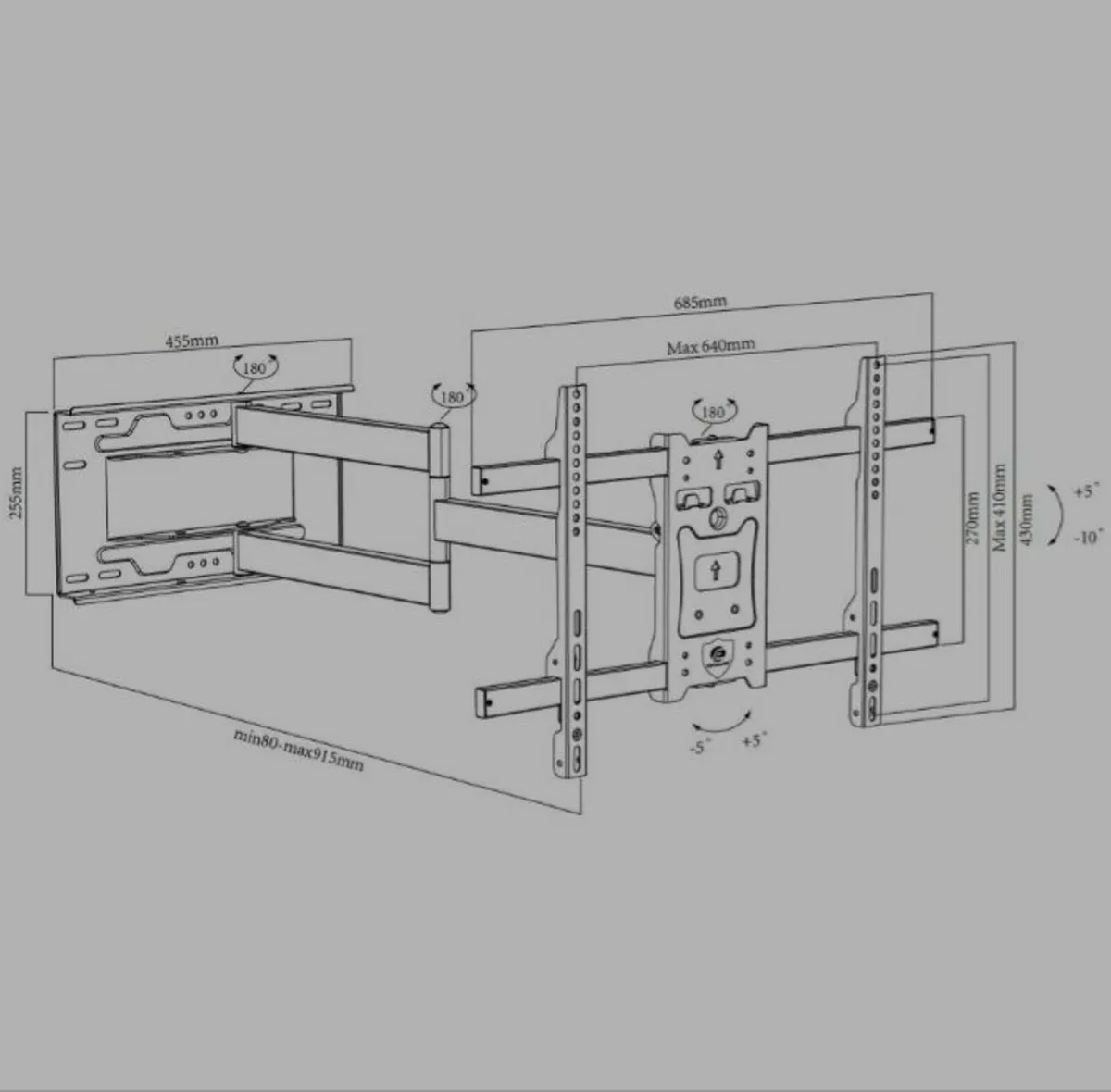 Tv Wall Mount Bracket Tilt Swivel Long Arm 32-70" - Image 2