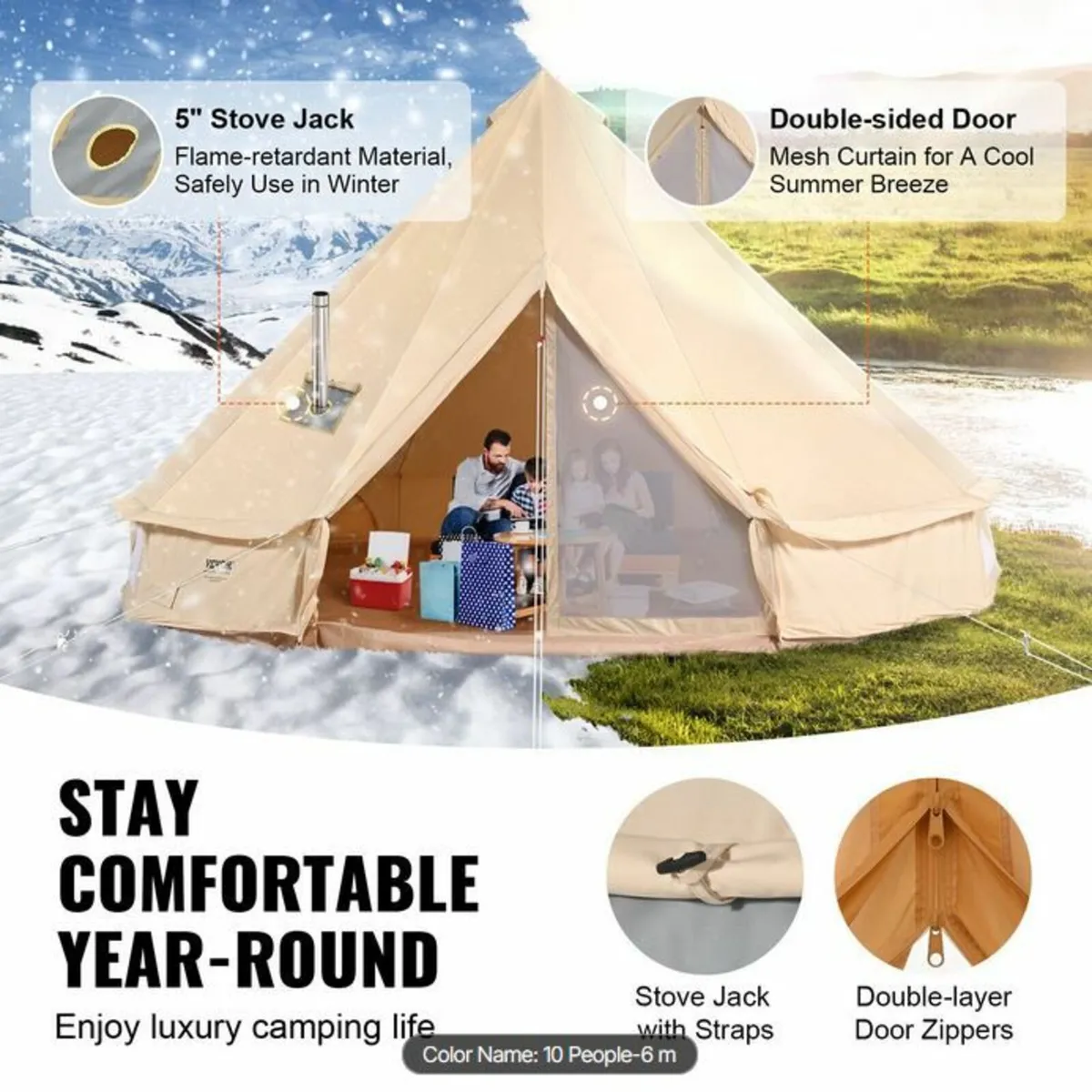 Canvas Bell Tent, 4 Seasons 6 m/19.68 ft - Image 4