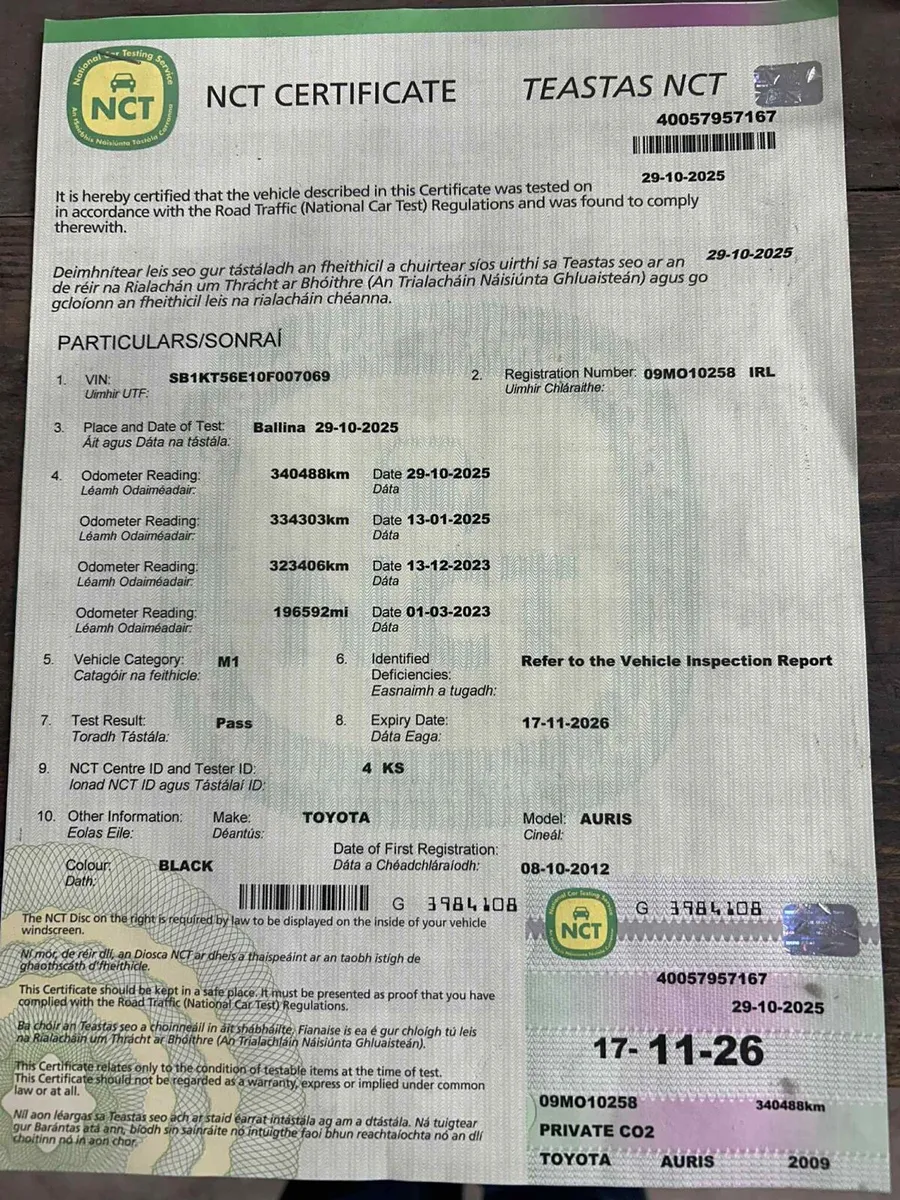 09 TOYOTA AURIS TR…….NEW NCT - Image 2