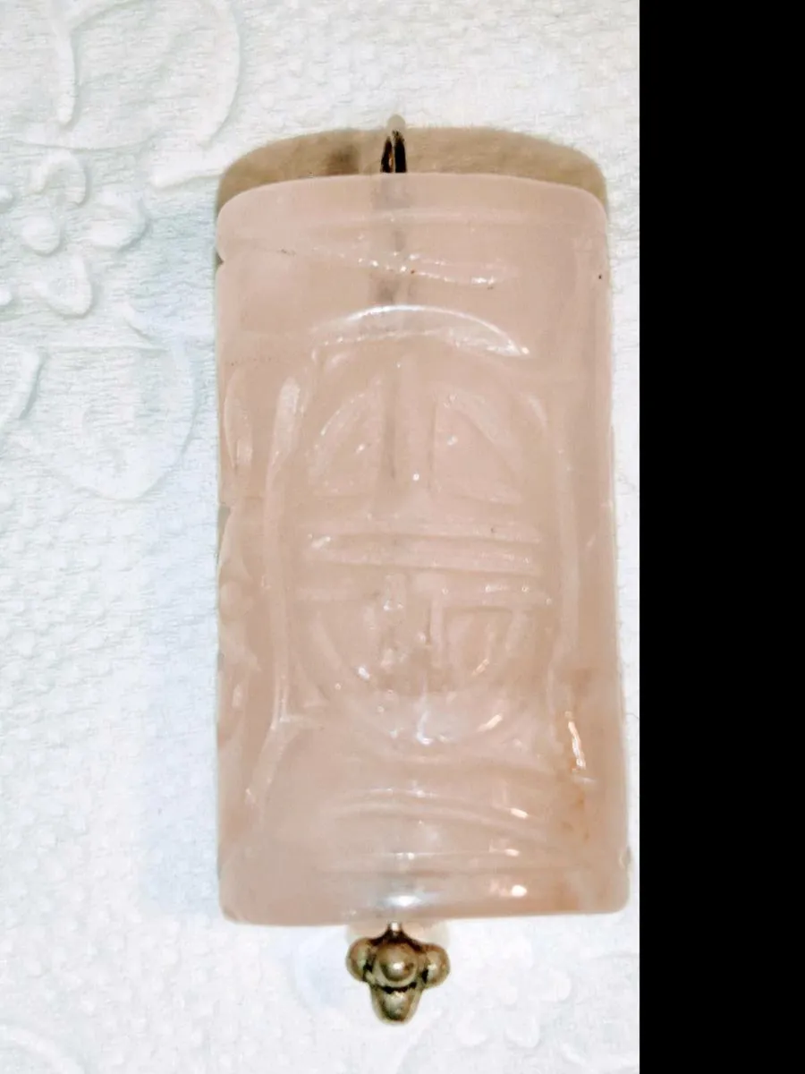 LARGE PINK QUARTZ, Hand Carved RARE Unisex Pendant - Image 3