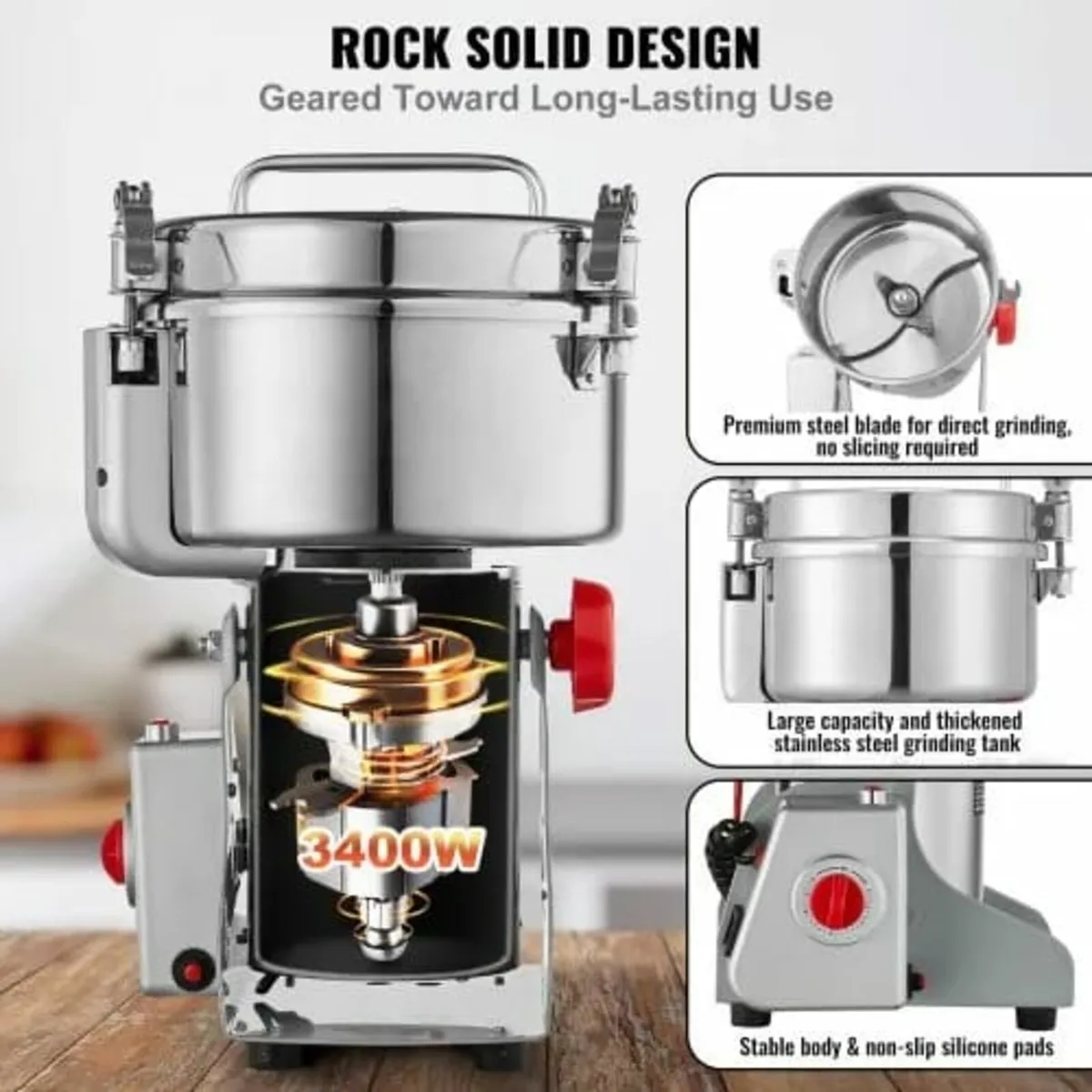 2500g Electric Grain Mill Grinder, High Speed 3400 - Image 2