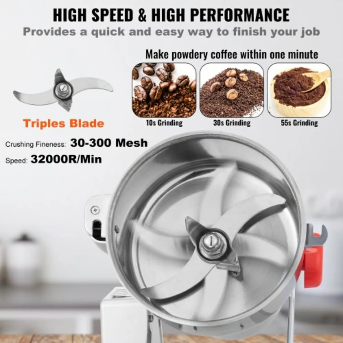 2500g Electric Grain Mill Grinder, High Speed 3400 - Image 4