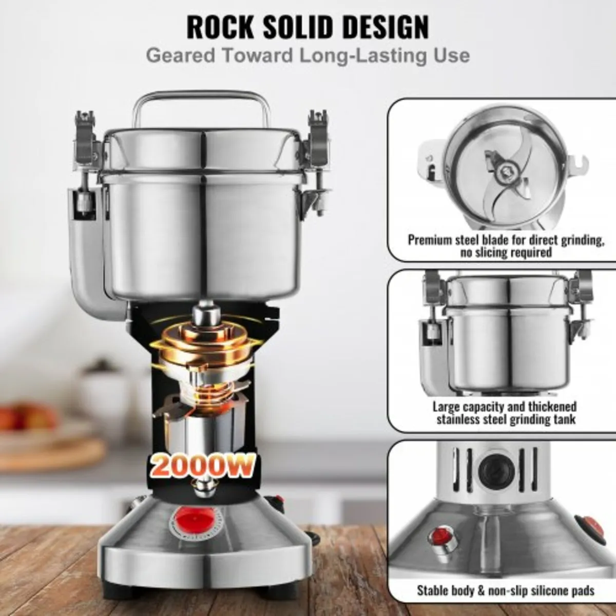 750g Electric Grain Mill Grinder, High Speed 2000W - Image 2