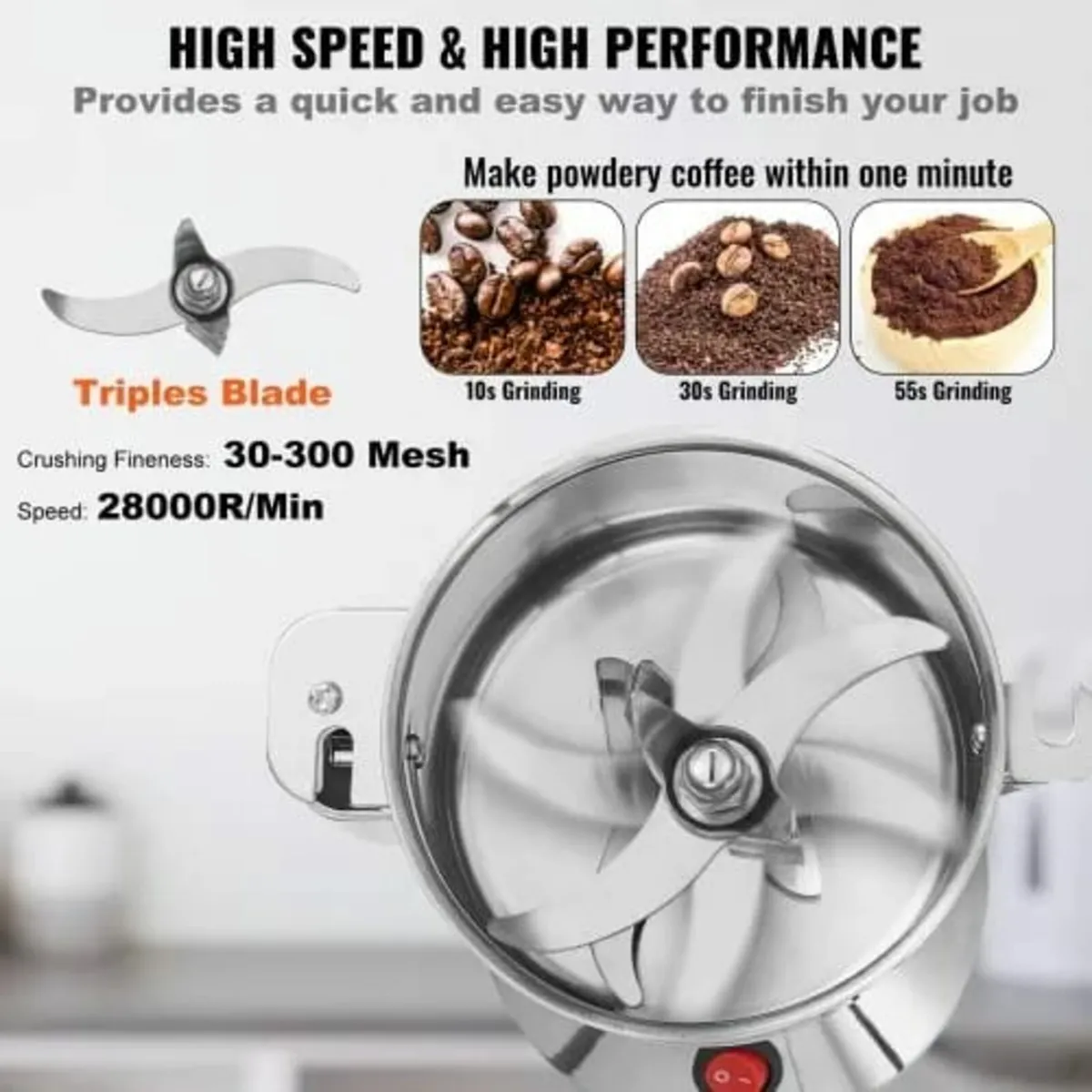 150g Electric Grain Mill Grinder, High Speed 850W - Image 4